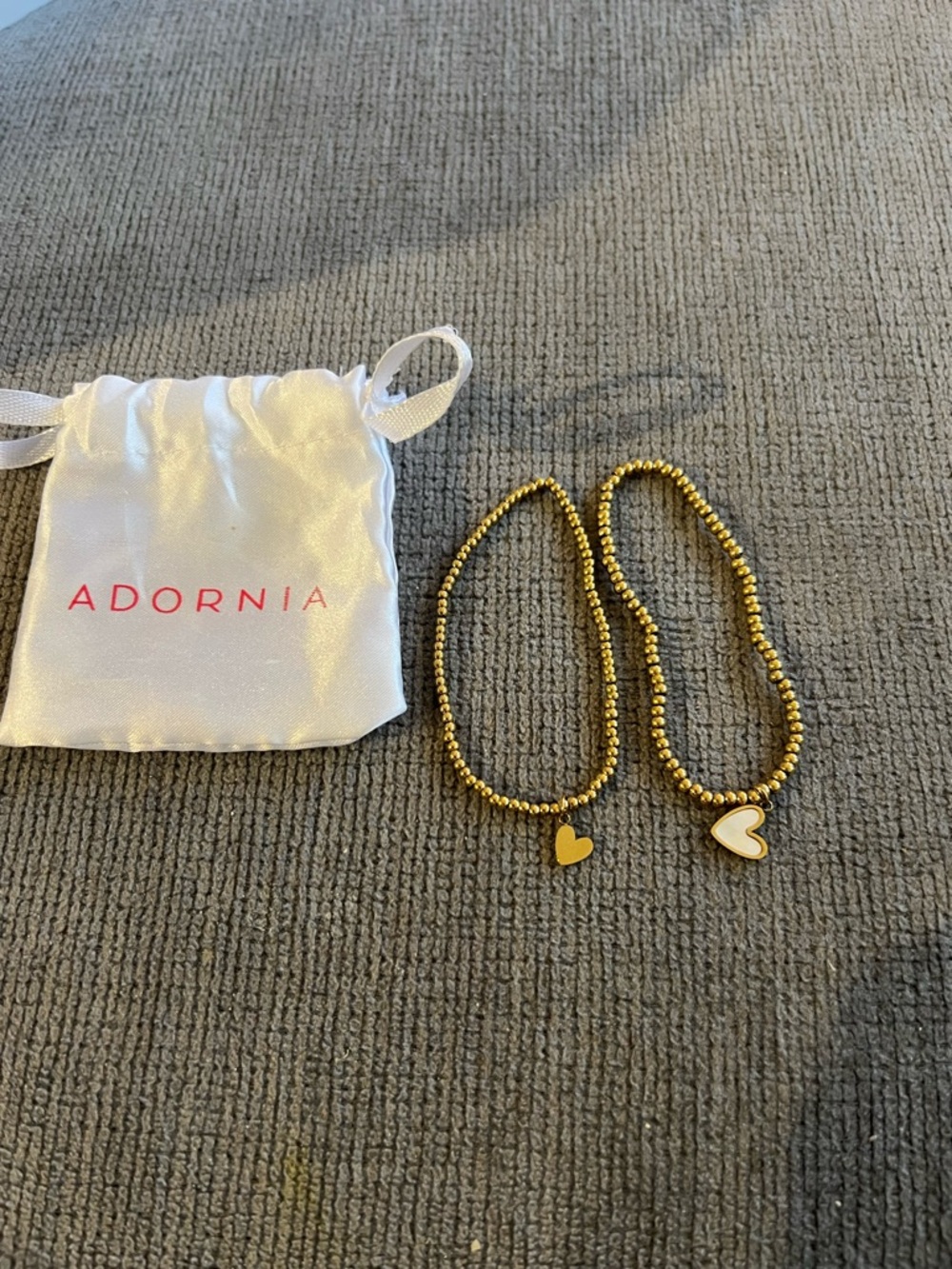 Adornia Gold Beaded Heart Bracelet Set - Gold